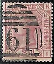 94890LA - GREAT BRITAIN - STAMP - SG #  141  Plate 14  -  USED
