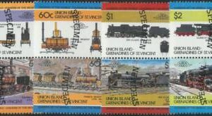 78416 - UNION Islands - STAMPS - TRAINS  1984 - 8  Values MNH - SPECIMEN
