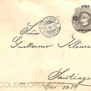 ad6194 - CHILE - Postal History  Overprinted STATIONERY COVER from VALDIVIA 1915