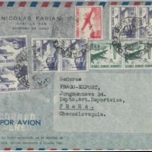 81497 - CHILE - POSTAL HISTORY -   100$ on AIRMAIL  COVER to CZECHOSLOVAKIA 1960