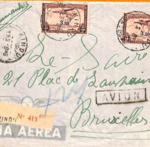 aa0040 - BELGIAN Congo Belge - POSTAL HISTORY - REGISTERED COVER from KINDU