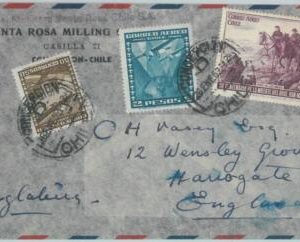 81481 - CHILE - POSTAL HISTORY -  Mixed Franking on COVER to ENGLAND   1952