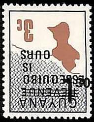 94898c - GUYANA - SG# 955a  - REVENUE STAMP with INVERTED OVERPRINT