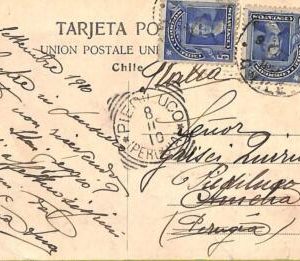 ad6163 -  CHILE -  Postal History - POSTCARD to ITALY  1910
