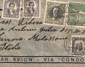ad6171 -  CHILE -  Postal History -  Airmail Cover to ITALY via CONDOR  08.1936