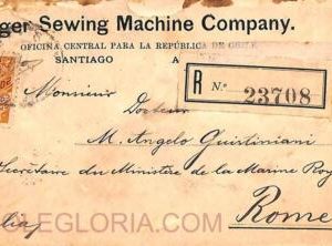 ad6181 - CHILE - Postal History - REGISTERED Cover to ITALY 1907 Singer Sewing
