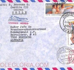 ad6183 -  CHILE -  Postal History - Airmail Cover to GERMANY 1984 - Nice!