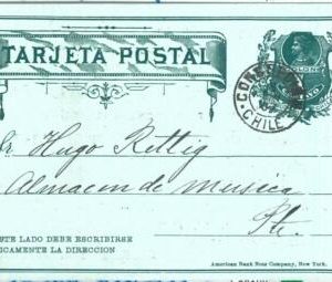 69197 - CHILE - POSTAL HISTORY - Private STATIONERY CARD  repiquage 1897 - MUSIC