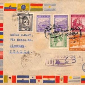 ad6174 -  CHILE -  Postal History - nice REGISTERED  Airmail Cover to ITALY 1974