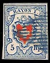 94988bB  - SWITZERLAND -  STAMPS  - Zumstein #  17 II -   Very Fine USED