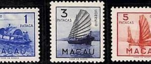 94918a  - MACAO - STAMPS - 1951 Ships Boats - Mundifil # 363/5 MINT  MNH