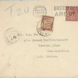 75272 - GB - Postal History - COVER to FRANCE - TAXED on ARRIVAL 1926