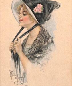 Lib7780 - VINTAGE POSTCARD - Glamour, Ladies, ARTIST SIGNED Fidler  Nice HAT