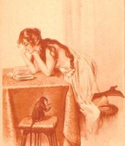 Lib7783 - VINTAGE POSTCARD - Glamour, Ladies, ARTIST SIGNED - Monkey