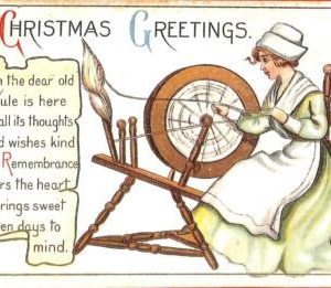 Lib7787 - VINTAGE Illustrated POSTCARD - Glamour XMAS GREETINGS Spinning Wheel