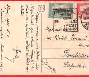 aa1944 - HUNGARY - Postal History -  POSTCARD to SLOVAKIA 1925