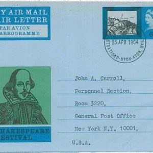 16469 - GB - Postal History - AEROGRAMME Stationery  THEATRE SHAKESPEARE  1964