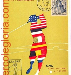 ai3843a - FRANCE - POSTAL HISTORY -  ILLUSTRATED Postcard - GOLF - 1953 Cello
