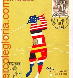 ai3843b -  FRANCE - POSTAL HISTORY -  ILLUSTRATED Postcard - GOLF - 1953 Cello