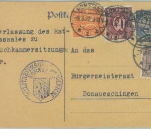 89264 - GERMANY - Postal History - 4 Color STATIONERY Card for OFFICIAL USE 1922