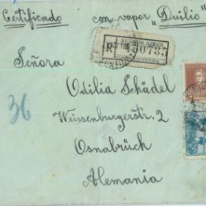 93824 - ARGENTINA - POSTAL HISTORY - REGISTERED Cover to GERMANY con Vapor 1929