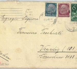 69960 - GERMANY - POSTAL HISTORY - COVER to ITALY  1940