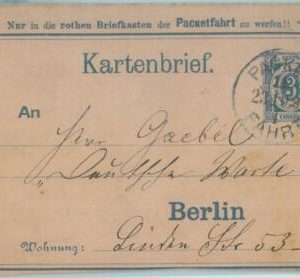 89319 - GERMANY - Postal History - Private STATIONERY Letter Card: Berlin 1891