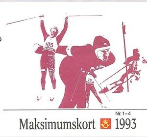 ai3877 - NORGE - POSTAL HISTORY - Set of 4 Maximum Card - SKIING - 1993
