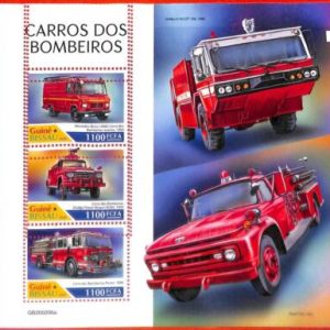 A1882 - GUINEA BISSAU, ERROR: MISSPERF, MINIATURE S - 2020, Fire trucks, Ford