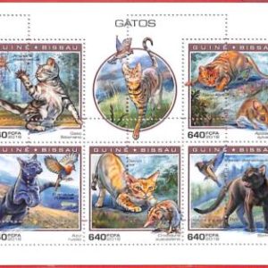 A1808 - GUINEA BISSAU, ERROR: MISSPERF, M/S - 2018, Cats, Birds, Spiders, Rats