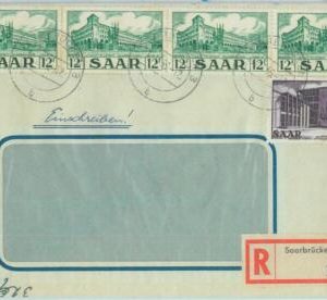 89336 - GERMANY Saar  - POSTAL HISTORY -  REGISTERED COVER 1956 Architecture