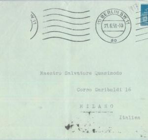 85163  - GERMANY Berlin - POSTAL HISTORY -  Single stamp on COVER to ITALY  1958
