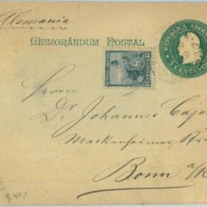 93790 - ARGENTINA - POSTAL HISTORY - Stationery cover + stamps to GERMANY  1900