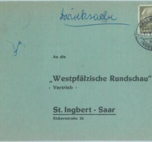 89347 - GERMANY Saar  - POSTAL HISTORY -  COVER  1959