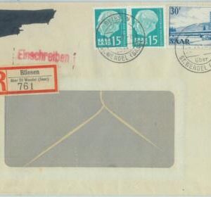 89340 - GERMANY Saar  - POSTAL HISTORY -  REGISTERED COVER 1957 Architecture