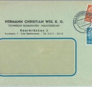 89344 - GERMANY Saar  - POSTAL HISTORY -  COVER  1958