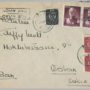 75405  - PORTUGAL - Postal History - AIRMAIL COVER to SWITZERLAND  1947