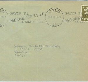 86645 - NORWAY - Postal History - SPECIAL postmark  1937 RADIUM  Atomic MEDICINE