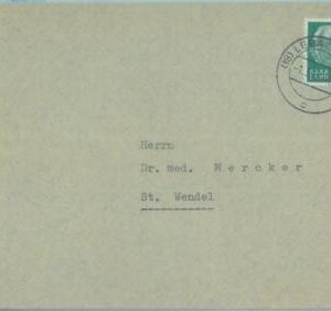 89343 - GERMANY Saar  - POSTAL HISTORY -  COVER from LEBACH  1958
