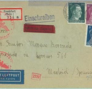 83533 - GERMANY - POSTAL HISTORY - COVER to SPAIN with Spanish CENSURE TAPE 1943