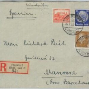 82020 - GERMANY  - POSTAL HISTORY - REGISTERED COVER to  SPAIN  1933
