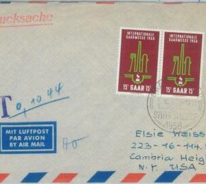82030  - GERMANY Saar  - POSTAL HISTORY - Michel 368 on   COVER 1956 -  56TAXED!