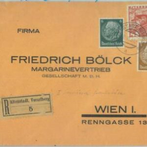 89291 - Germany AUSTRIA - POSTAL HISTORY - REGISTERED COVER 1938 Mixed FRANKING