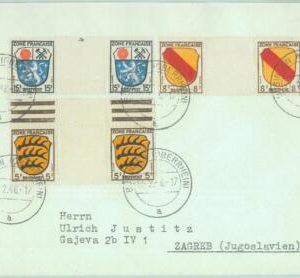 89316 - GERMANY French Zone - POSTAL HISTORY - GUTTER PAIRS cover to YUGOSLAVIA
