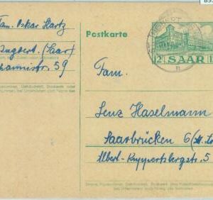89325 - GERMANY  SAAR  - Postal History -  Stationery Card from ST INGBERT  1955