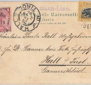 51874  - LIBERIA - POSTAL HISTORY - POSTCARD to TIROL Austria 1899 Hippopotamus