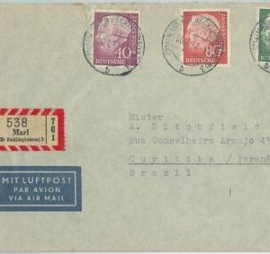 66784 - GERMANY  - Postal History - REGISTERED COVER to BRAZIL 1957