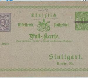 66749 - GERMANY Württemberg - Postal History - POSTAL STATIONERY CARD : PZP1 O2