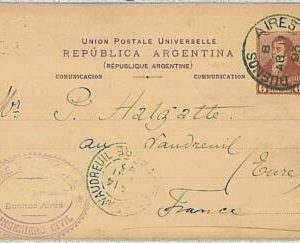 37354 - ARGENTINA - Postal History - DOUBLE Stationery CARD to FRANCE 1893