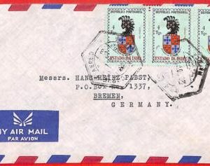 aa3964 -  Portuguese India - POSTAL HISTORY -  AIRMAIL Cover to GERMANY 1958